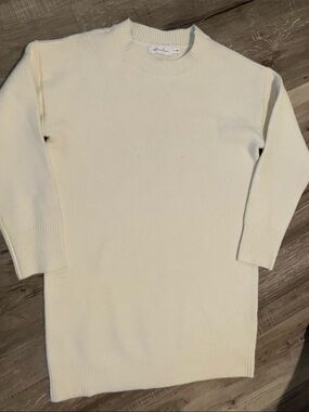 All in Favor womens long autumn winter Crewneck Sweater in Cream